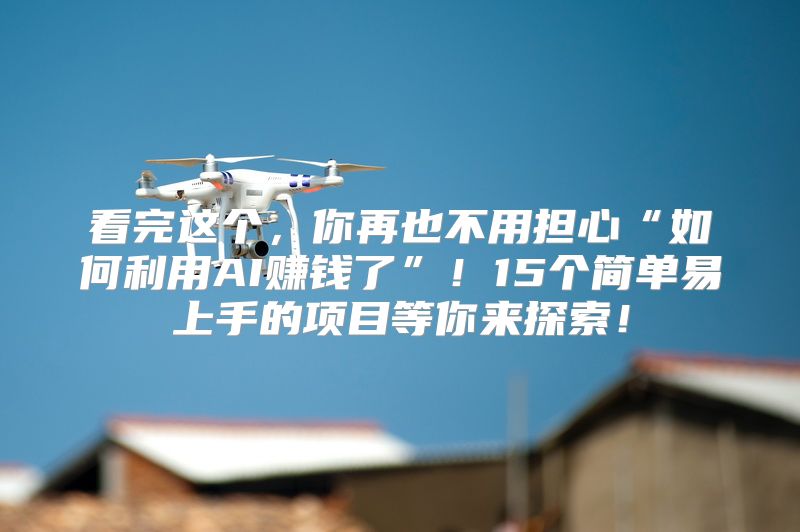 看完这个，你再也不用担心“如何利用AI赚钱了”！15个简单易上手的项目等你来探索！