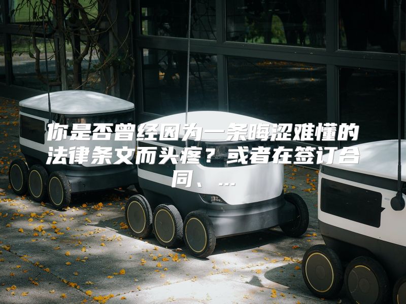 你是否曾经因为一条晦涩难懂的法律条文而头疼？或者在签订合同、...