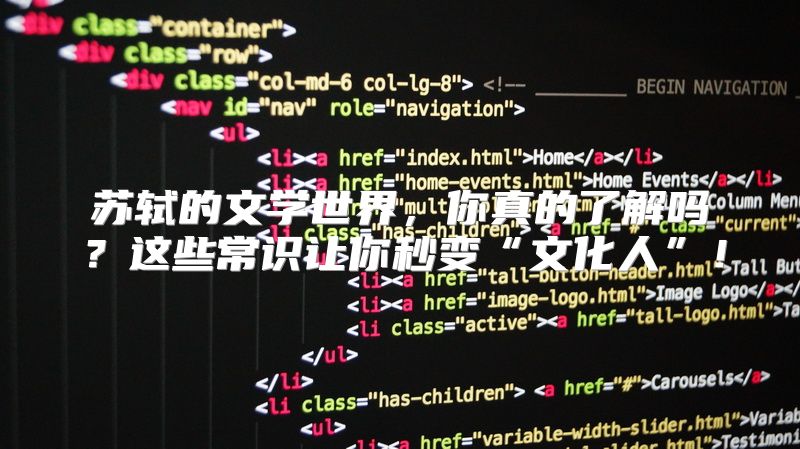 苏轼的文学世界，你真的了解吗？这些常识让你秒变“文化人”！